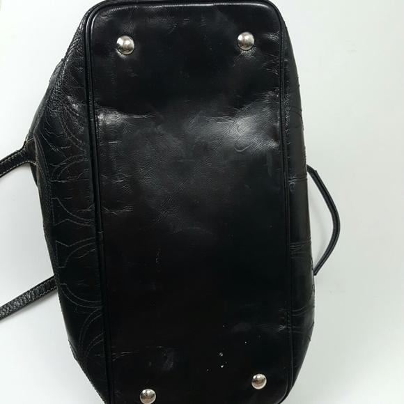 Coach black patten logo 3 different sections bag purse - Picture 4 of 8